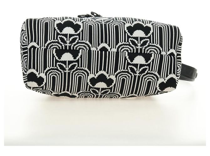 PRADA Shoney Jacquard Shoulder Bag Wool Black White Silver - vista 11