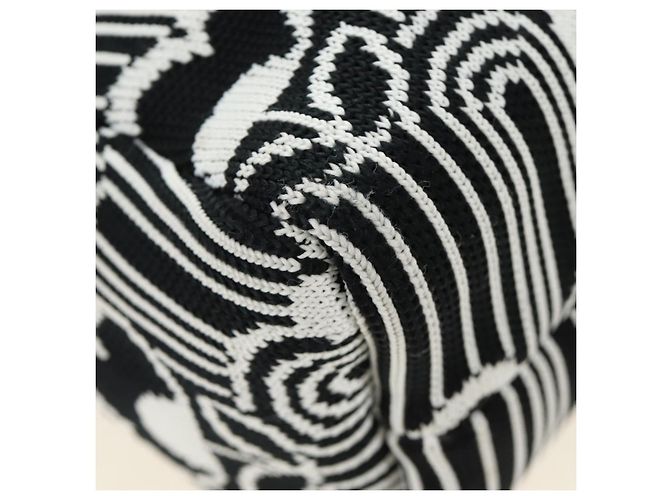 PRADA Shoney Jacquard Shoulder Bag Wool Black White Silver - vista 12