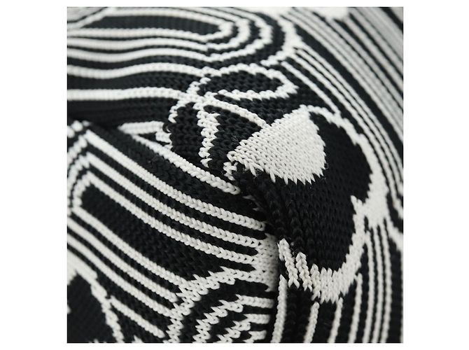 PRADA Shoney Jacquard Shoulder Bag Wool Black White Silver - vista 14