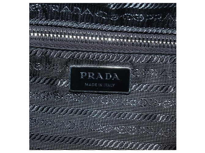 PRADA Shoney Jacquard Shoulder Bag Wool Black White Silver - vista 18
