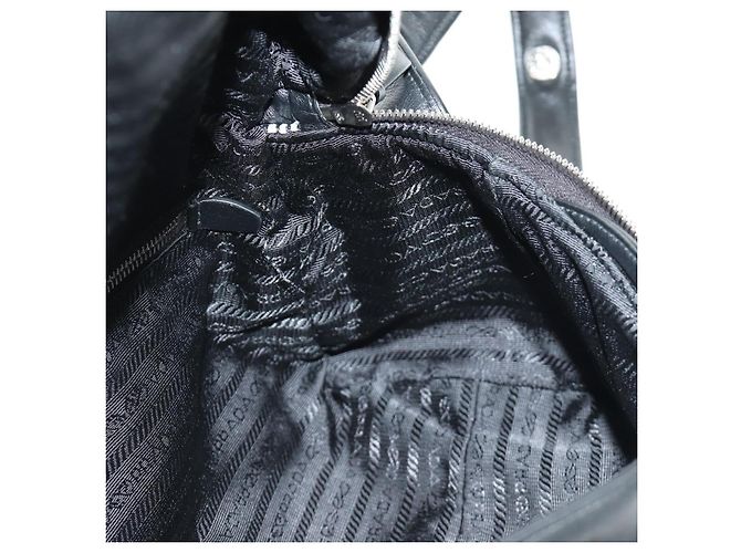 PRADA Shoney Jacquard Shoulder Bag Wool Black White Silver - vista 21