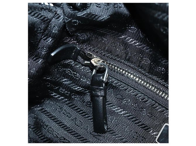 PRADA Shoney Jacquard Shoulder Bag Wool Black White Silver - vista 23
