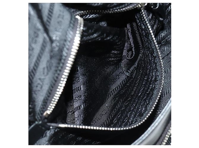 PRADA Shoney Jacquard Shoulder Bag Wool Black White Silver - vista 24
