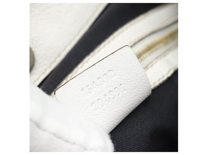GUCCI Chain Shoulder Bag Leather White Gold 154392 - vista 12