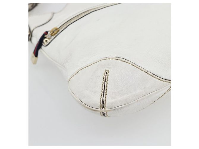 GUCCI Chain Shoulder Bag Leather White Gold 154392 - vista 14