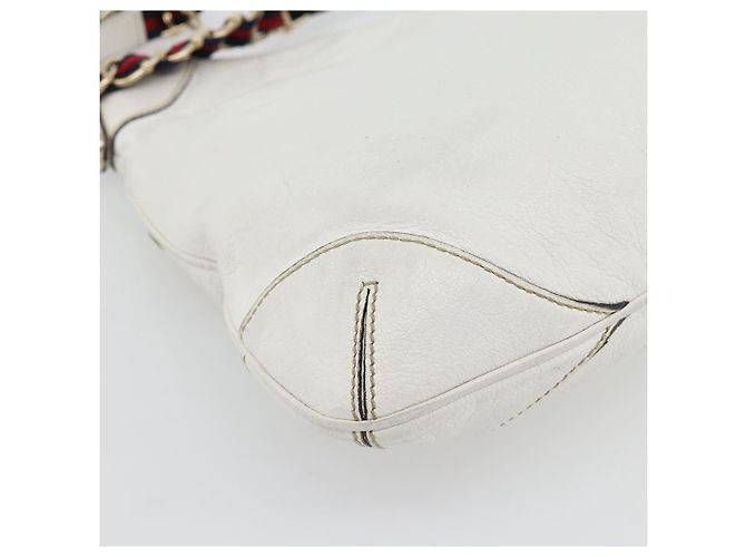 GUCCI Chain Shoulder Bag Leather White Gold 154392 - vista 16