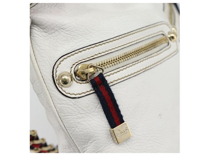 GUCCI Chain Shoulder Bag Leather White Gold 154392 - vista 17