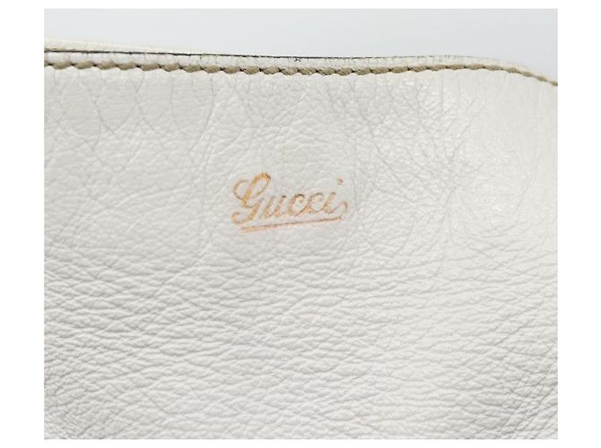 GUCCI Chain Shoulder Bag Leather White Gold 154392 - vista 18