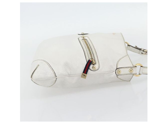 GUCCI Chain Shoulder Bag Leather White Gold 154392 - vista 4