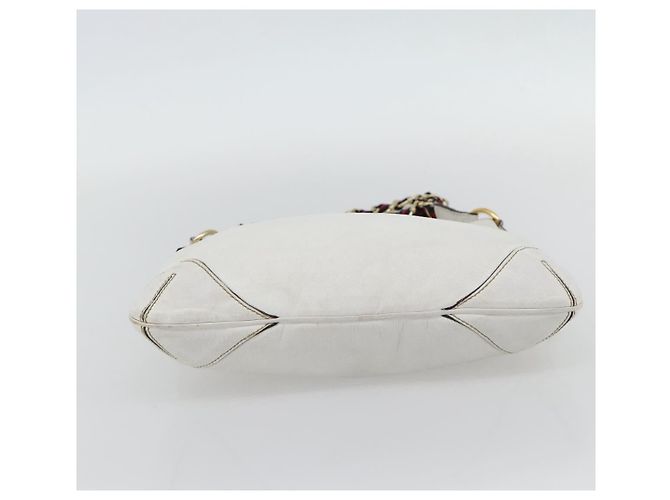 GUCCI Chain Shoulder Bag Leather White Gold 154392 - vista 5