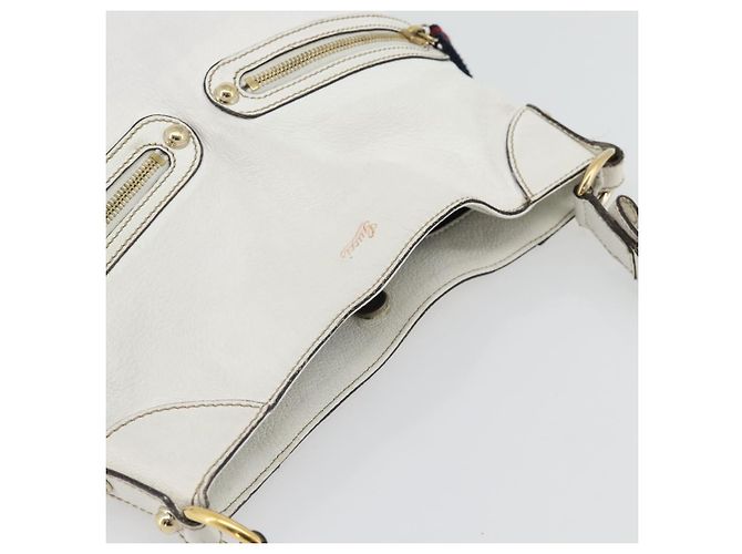GUCCI Chain Shoulder Bag Leather White Gold 154392 - vista 6