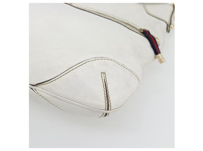 GUCCI Chain Shoulder Bag Leather White Gold 154392 - vista 9