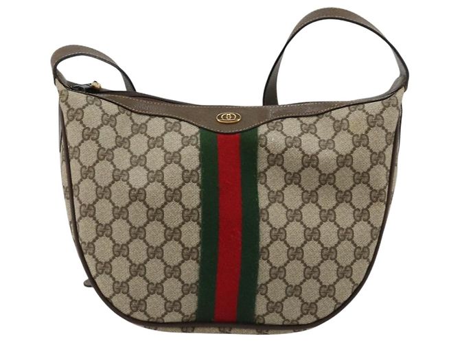 GUCCI GG Supreme Web Sherry Line Bag PVC Beige Gold 10 01 3840 - vista 13