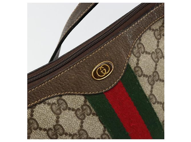 GUCCI GG Supreme Web Sherry Line Bag PVC Beige Gold 10 01 3840 - vista 18