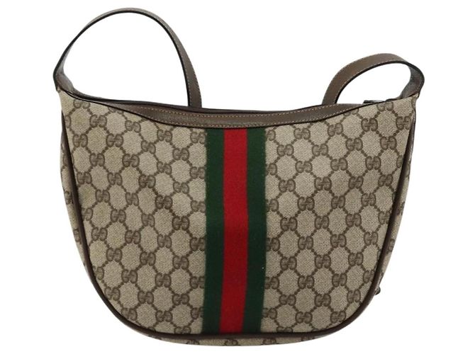 GUCCI GG Supreme Web Sherry Line Bag PVC Beige Gold 10 01 3840 - vista 2