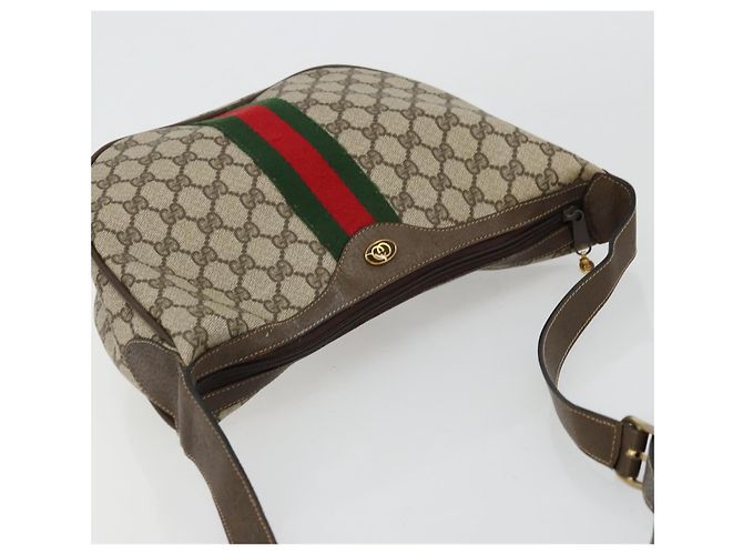 GUCCI GG Supreme Web Sherry Line Bag PVC Beige Gold 10 01 3840 - vista 6