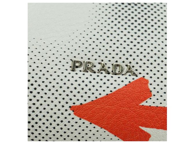 PRADA Sports Chain Shoulder Bag Leather White Silver - vista 18