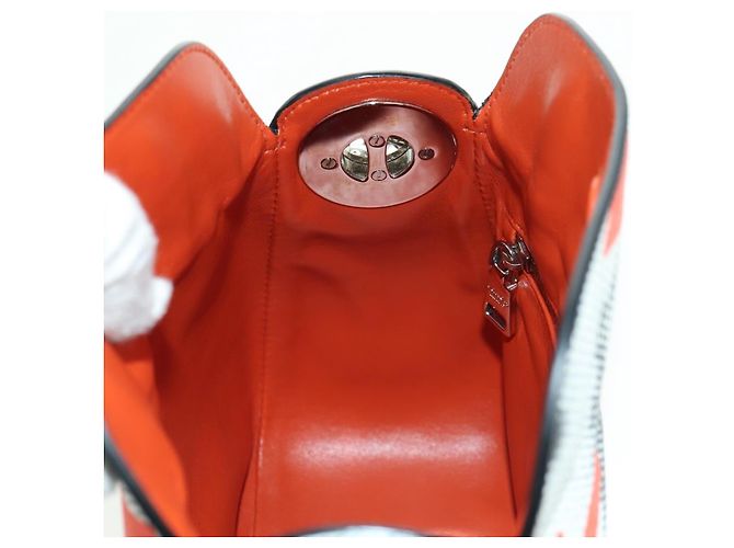 PRADA Sports Chain Shoulder Bag Leather White Silver - vista 21