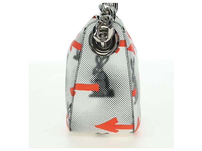 PRADA Sports Chain Shoulder Bag Leather White Silver - vista 4