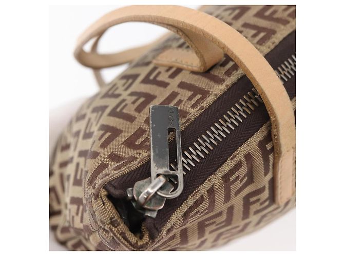 FENDI Zucchino Canvas Hand Bag Beige Silver - vista 14