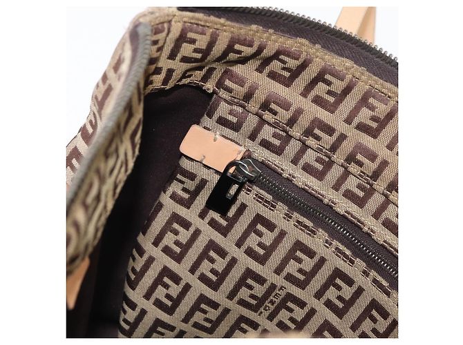 FENDI Zucchino Canvas Hand Bag Beige Silver - vista 19