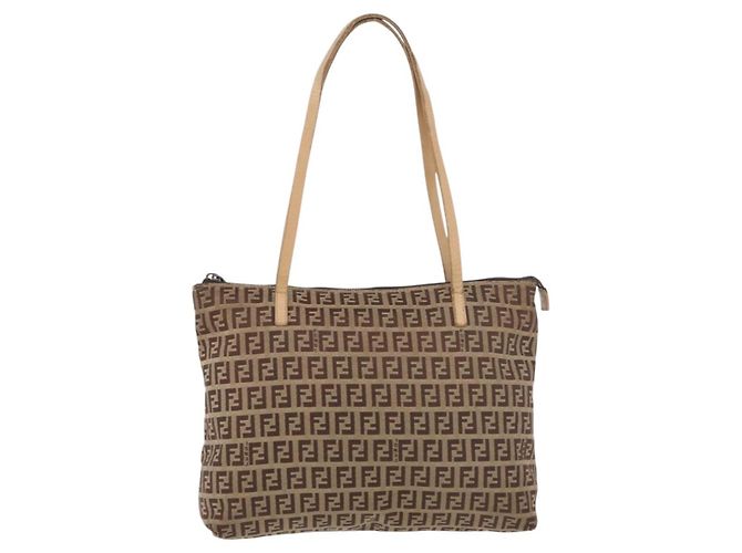 FENDI Zucchino Canvas Hand Bag Beige Silver - vista 2