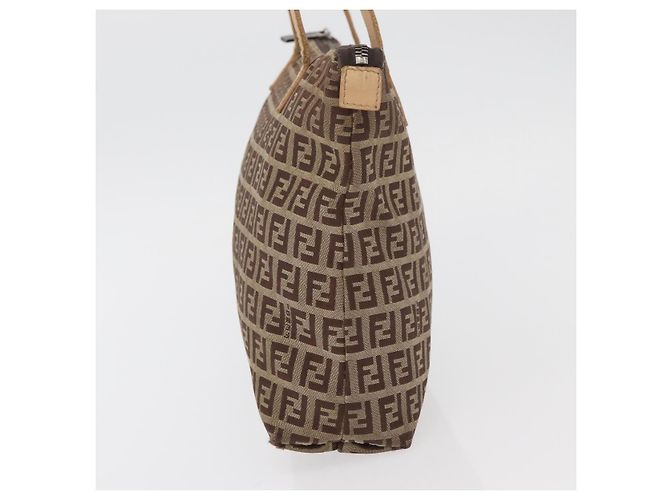 FENDI Zucchino Canvas Hand Bag Beige Silver - vista 4