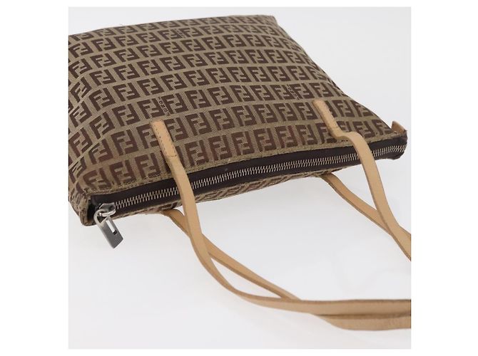 FENDI Zucchino Canvas Hand Bag Beige Silver - vista 6