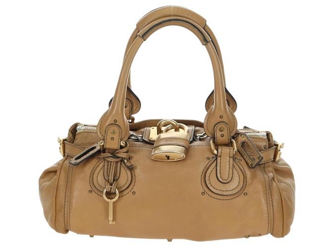 Chloé Chloe Paddington Hand Bag Leather Beige Gold Silver - vista 2