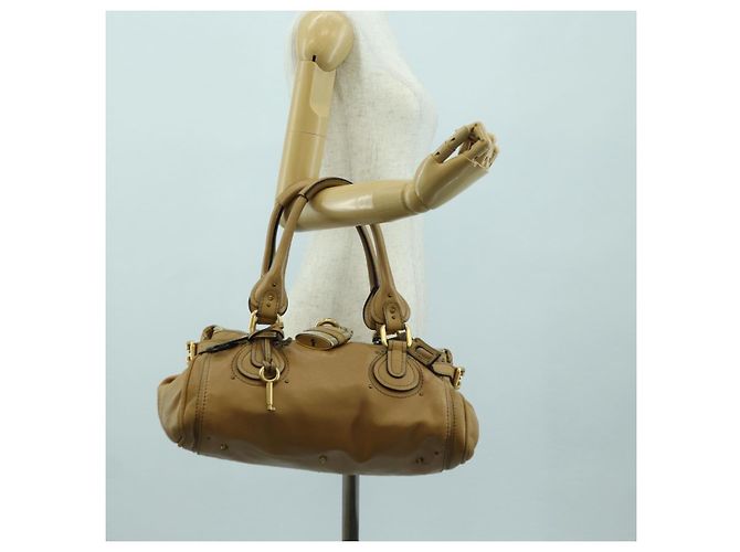 Chloé Chloe Paddington Hand Bag Leather Beige Gold Silver - vista 25
