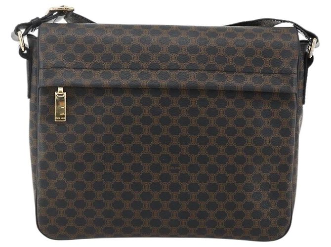 Céline CELINE Macadam Canvas Shoulder Bag PVC Leather Black Gold - vista 13