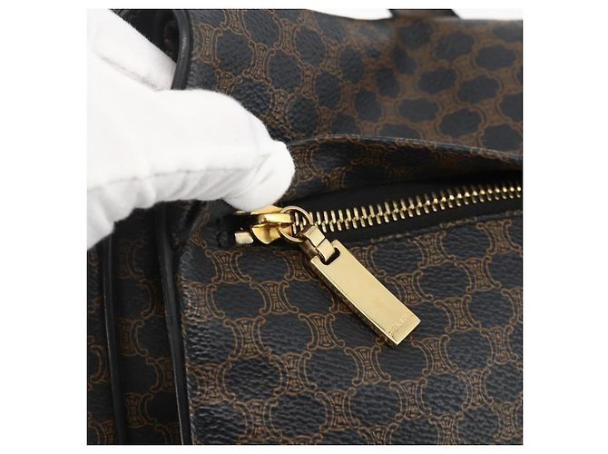 Céline CELINE Macadam Canvas Shoulder Bag PVC Leather Black Gold - vista 17