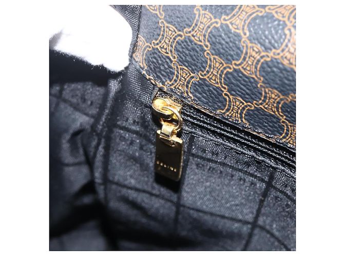 Céline CELINE Macadam Canvas Shoulder Bag PVC Leather Black Gold - vista 21