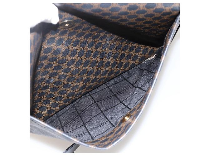 Céline CELINE Macadam Canvas Shoulder Bag PVC Leather Black Gold - vista 24