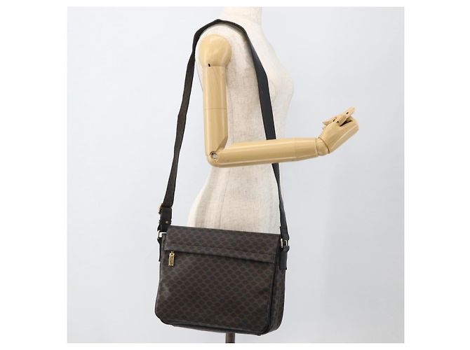 Céline CELINE Macadam Canvas Shoulder Bag PVC Leather Black Gold - vista 25