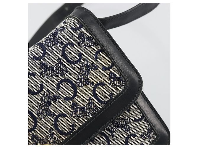 Céline CELINE C Sulky Shoulder Bag Canvas Navy Gold - vista 14