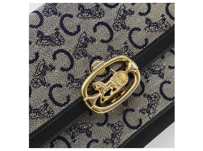Céline CELINE C Sulky Shoulder Bag Canvas Navy Gold - vista 15