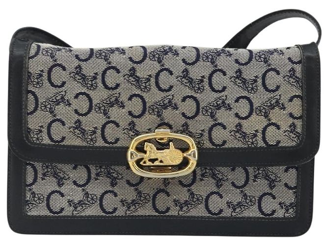 Céline CELINE C Sulky Shoulder Bag Canvas Navy Gold - vista 2
