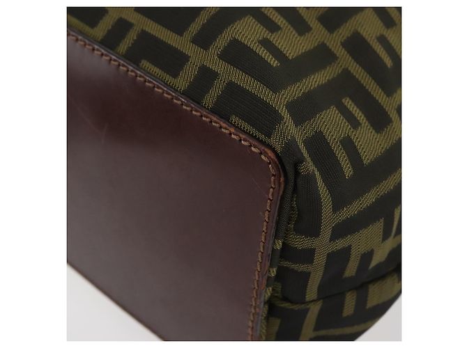 FENDI Zucca Canvas Hand Bag Brown Black - vista 11