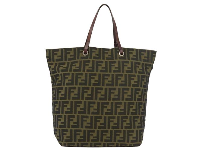 FENDI Zucca Canvas Hand Bag Brown Black - vista 2