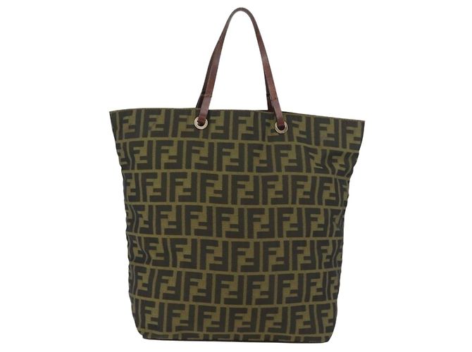 FENDI Zucca Canvas Hand Bag Brown Black - vista 3