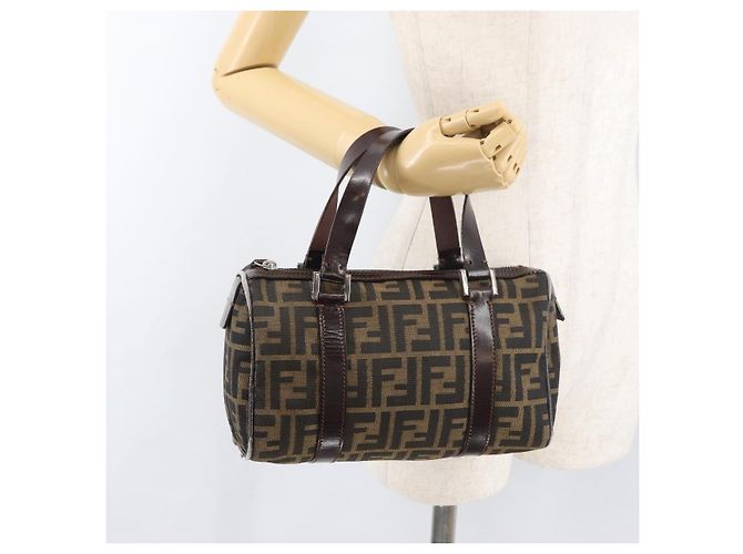 FENDI Zucca Canvas Handtasche Schwarz Braun - Ansicht 22