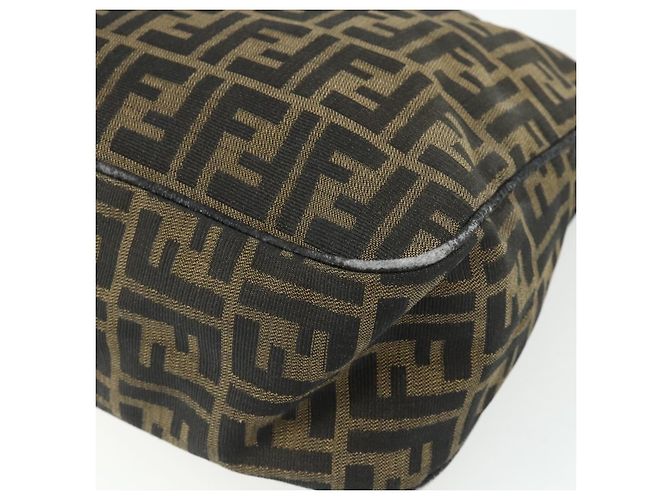 FENDI Zucca Canvas Shoulder Bag Brown Black - vista 16