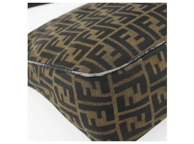 FENDI Zucca Canvas Shoulder Bag Brown Black - vista 17