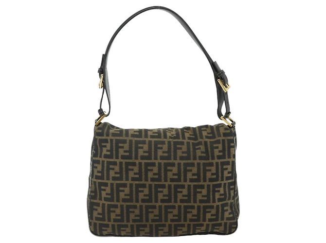 FENDI Zucca Canvas Shoulder Bag Brown Black - vista 2