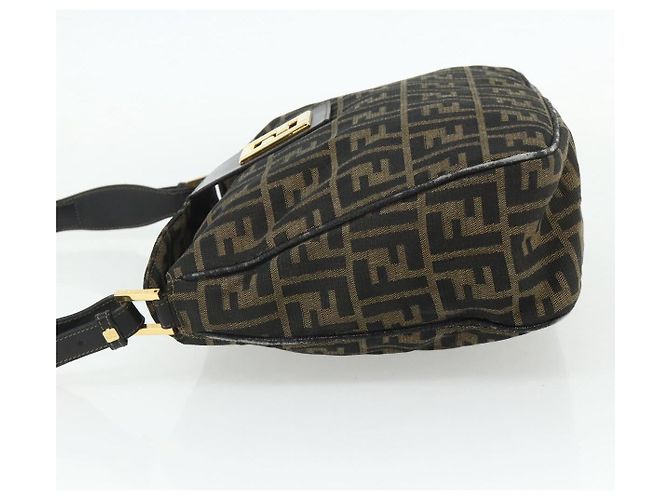 FENDI Zucca Canvas Shoulder Bag Brown Black - vista 3