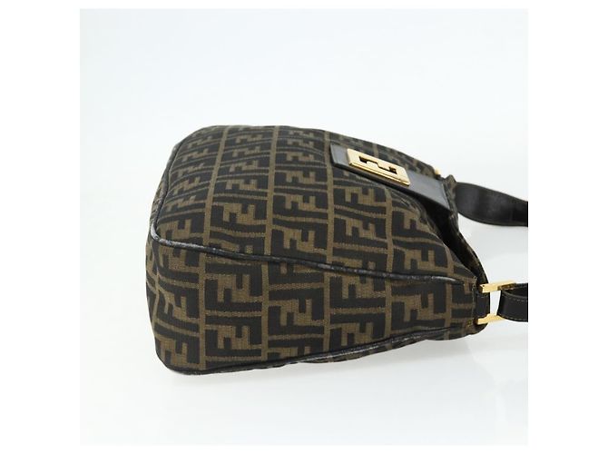 FENDI Zucca Canvas Shoulder Bag Brown Black - vista 4