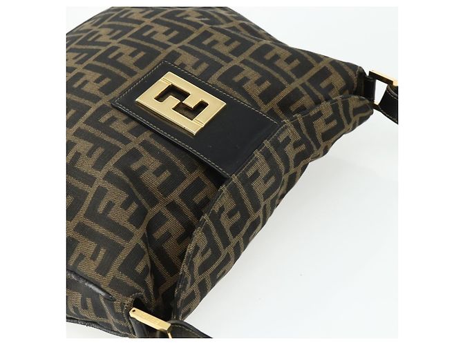 FENDI Zucca Canvas Shoulder Bag Brown Black - vista 6