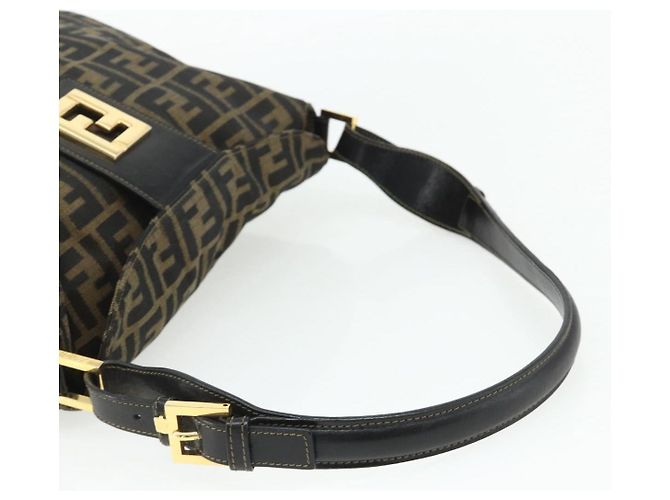 FENDI Zucca Canvas Shoulder Bag Brown Black - vista 7