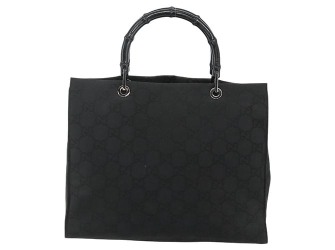 GUCCI GG Canvas Bamboo Hand Bag Nylon Black Silver 002 1010 - vista 13